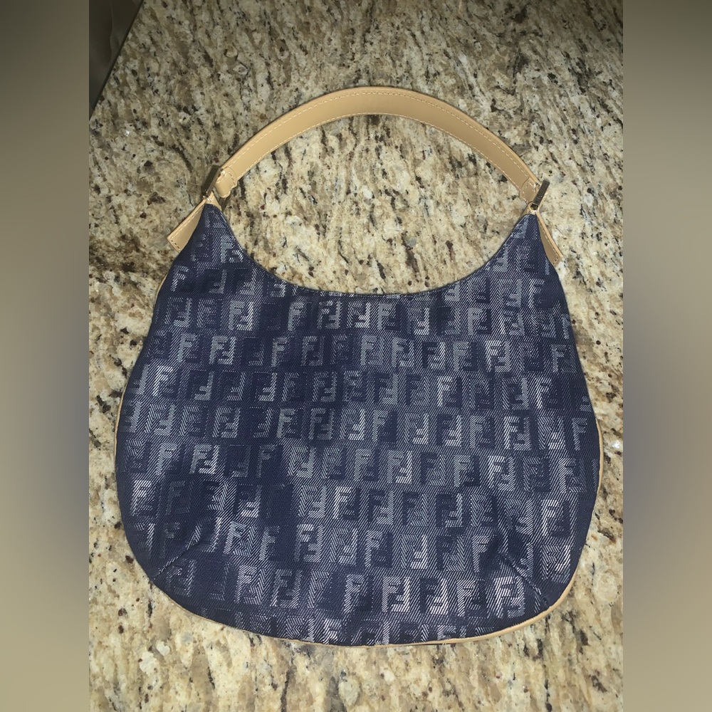 Vintage Fendi  Hobo Handbag Zucchino Denim